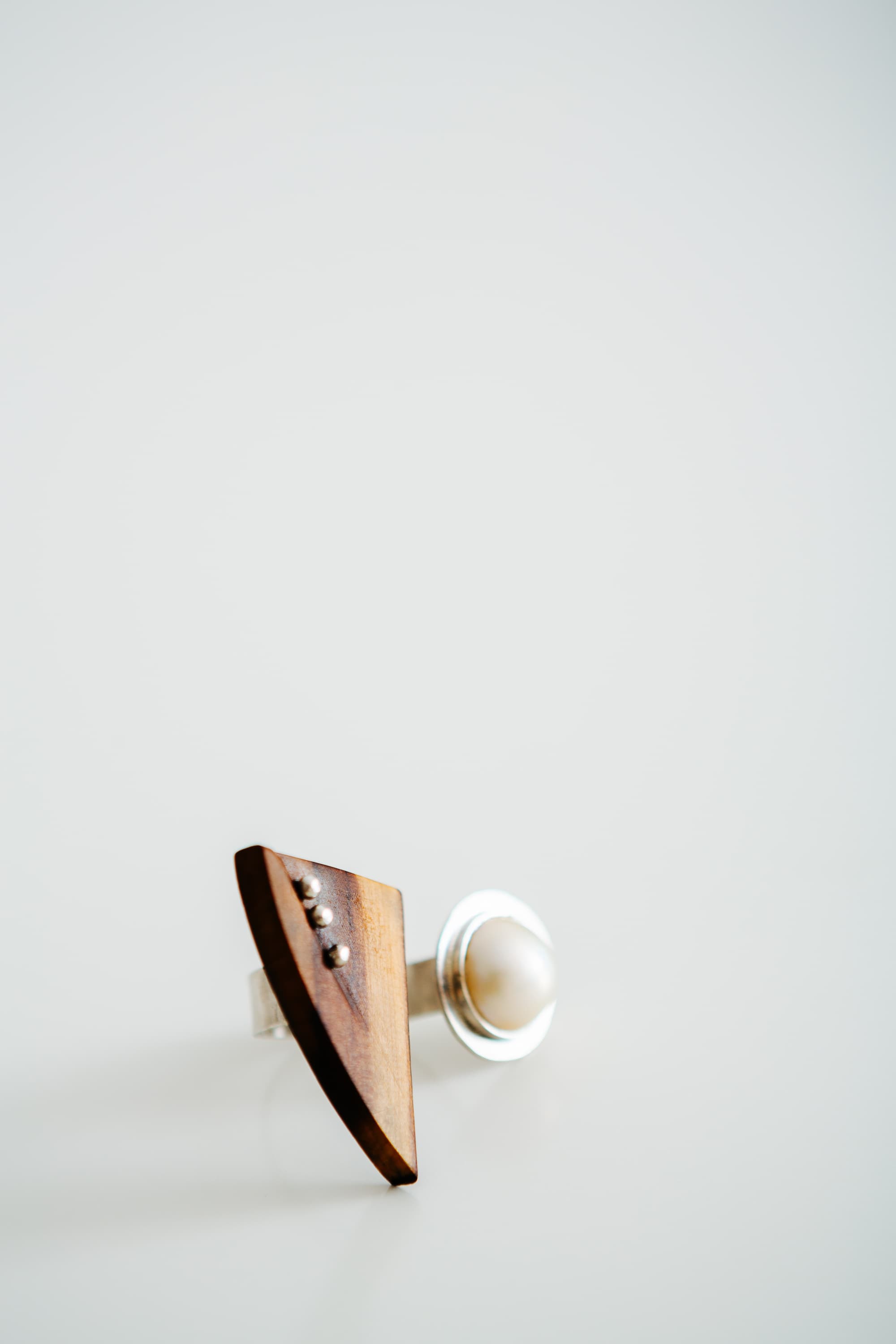 Ring, Silber, Ring - Holz, Silber, Perle
